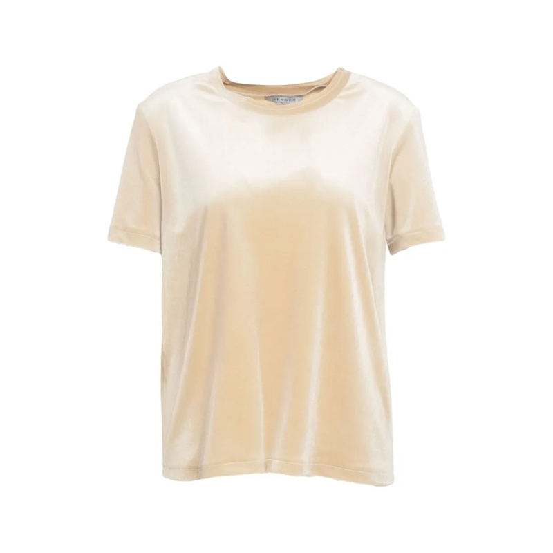 Gender T-shirt Beige Round Neck T-Shirt With Short Sleeves Neutrals