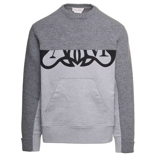 Alexander McQueen Grey Crewneck Sweatshirt With Logo Print At The Fr Grey 