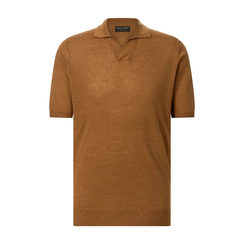 FILIPPO DE LAURENTIIS Poloshirt Poloshirt aus Baumwolle & Leinen blau(Image 5)