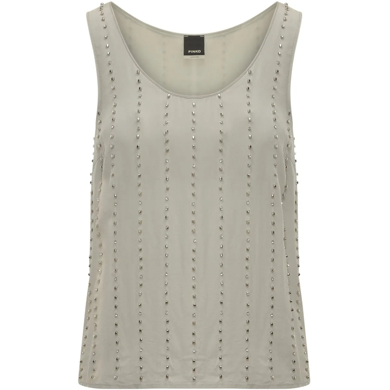 Pinko Top Top Senza Maniche con Applicazioni taupe