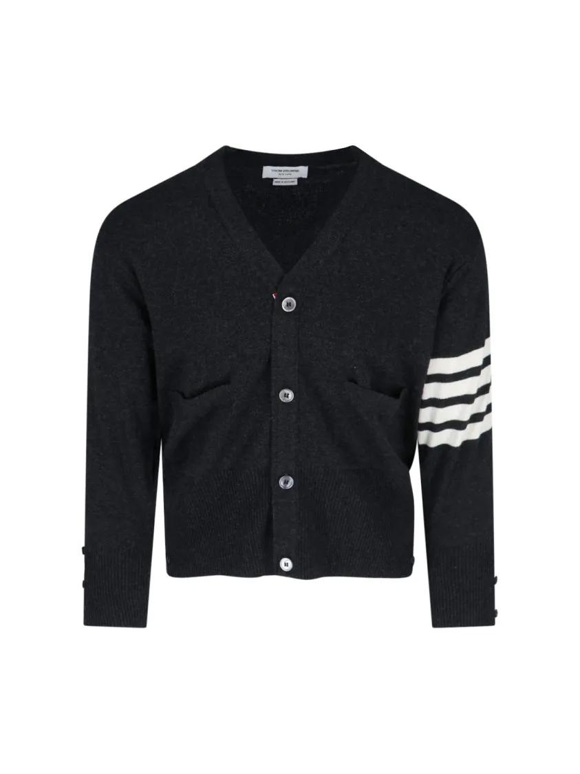 Thumbnail - Thom Browne - Loopback 4-Bar Cardigan – Black - Größe 5 - schwarz
