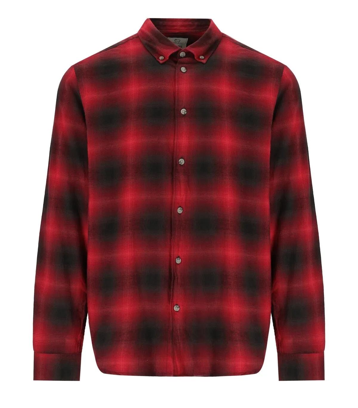 Woolrich - WOOLRICH MADRAS CHECK ROT UND SCHWARZ HEMD - Größe XL - rot