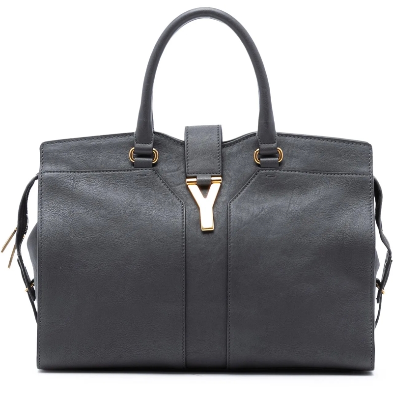 Saint Laurent Schultertasche Medium Leather Cabas Chyc Satchel grau