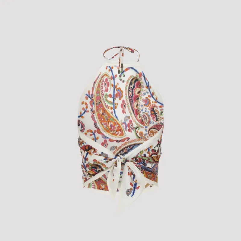 Etro Bluse Multicolor Silk Halter Top With Tie Closure Multicolor