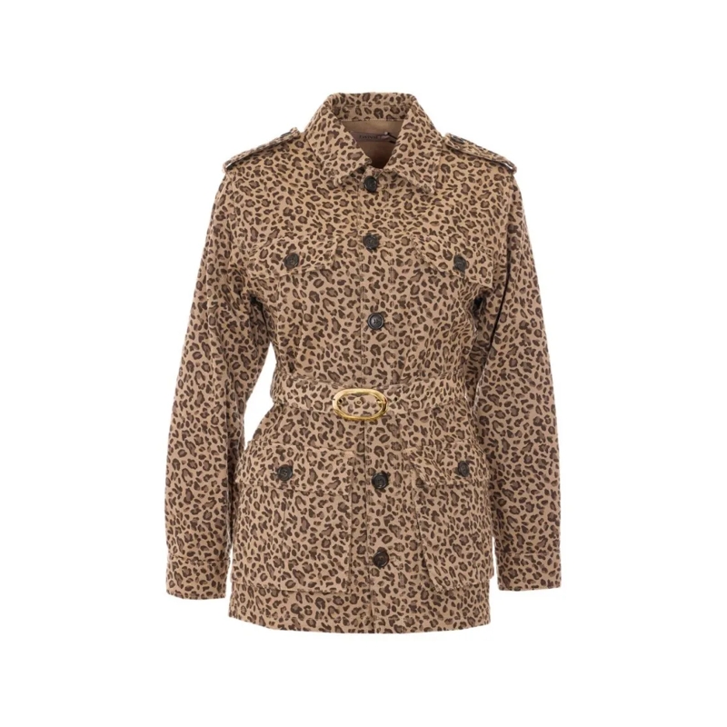 Twin-Set Übergangsjacke Leopard Print Casual Jacket With Structured Collar Brown