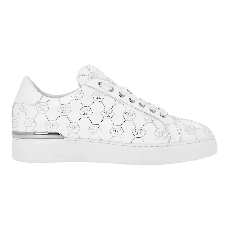 Philipp Plein Low-Top-Sneaker Lo-Top Turnschuhe Monogram Embellished weiss(Image 3)