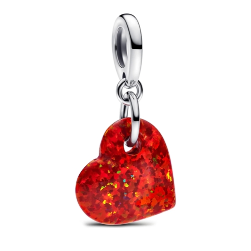 Pandora Pendant Heart sterling silver dangle with red lab-created  Sterling silver