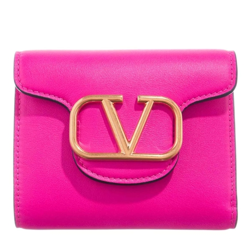 Valentino Garavani V Logo Trifold Wallet Leather Pink PP Tri-Fold Portemonnaie