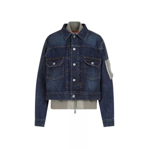 Sacai Blue Cotton Denim Blouson Black 