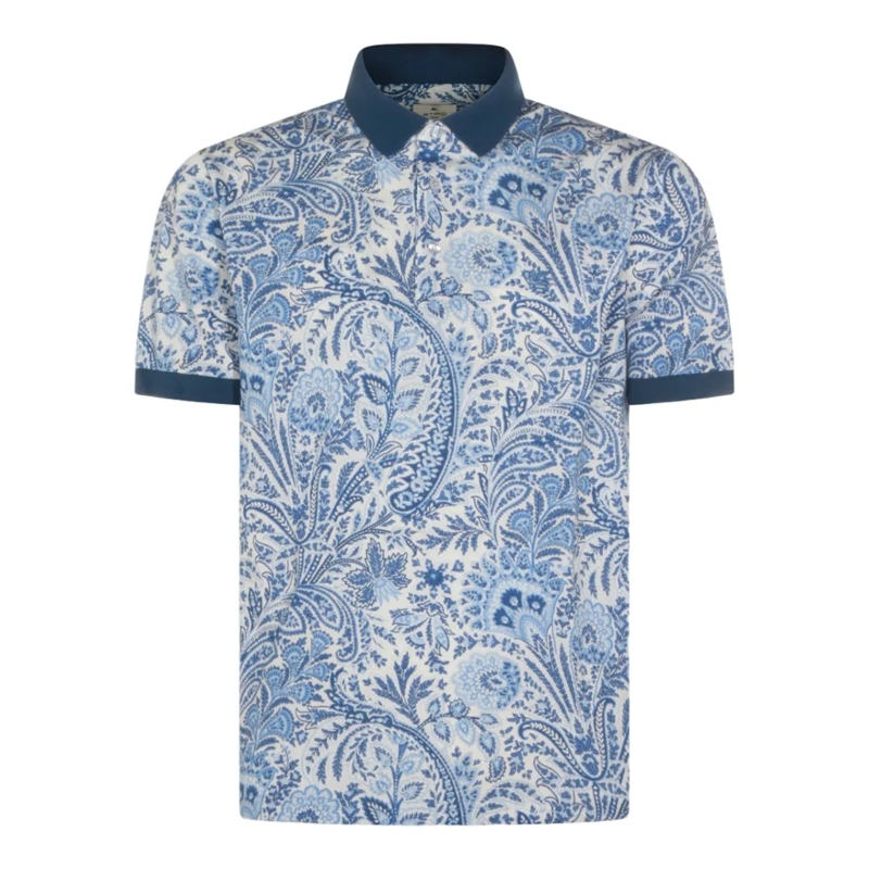 Etro Polo shirt Blue Paisley Polo Shirt With Contrasting Collar Blue