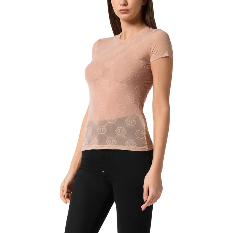 Philipp Plein T-Shirt T-Shirt Slim Fit Monogram nude(Image 3)