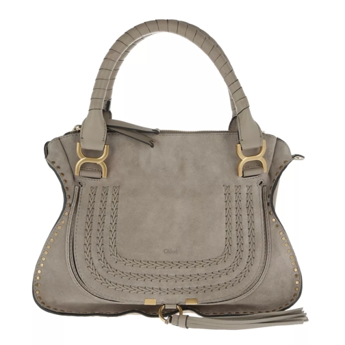 Chloé Marcie Double Carry Bag Suede Calfskin Motty Grey Tote