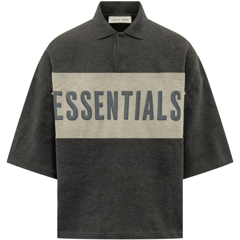 FEAR OF GOD Poloshirt Polo Corta con Pannello Grafico dunkelgrau