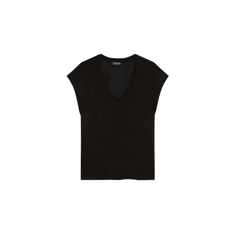 Dondup T-shirt Fitted V-Neck T-Shirt In Soft Black Cotton Black
