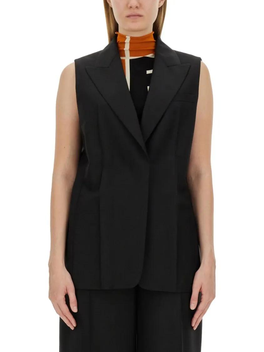 Thumbnail - Fendi - Black Tailored Vest With Sharp Lapel - Größe 44 - schwarz