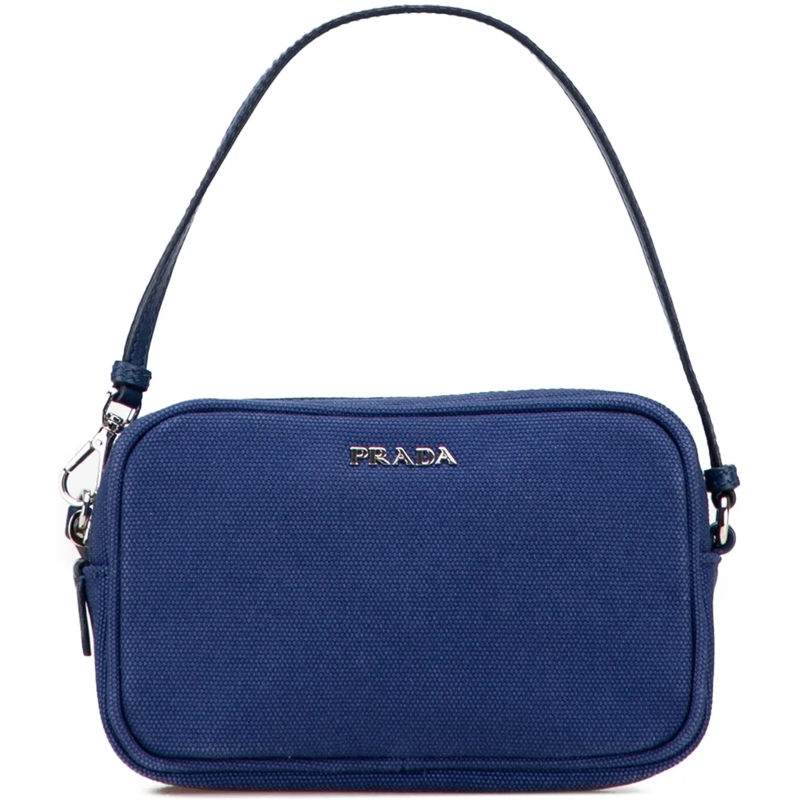 Prada Necessaire Canvas Canapa Pouch blau