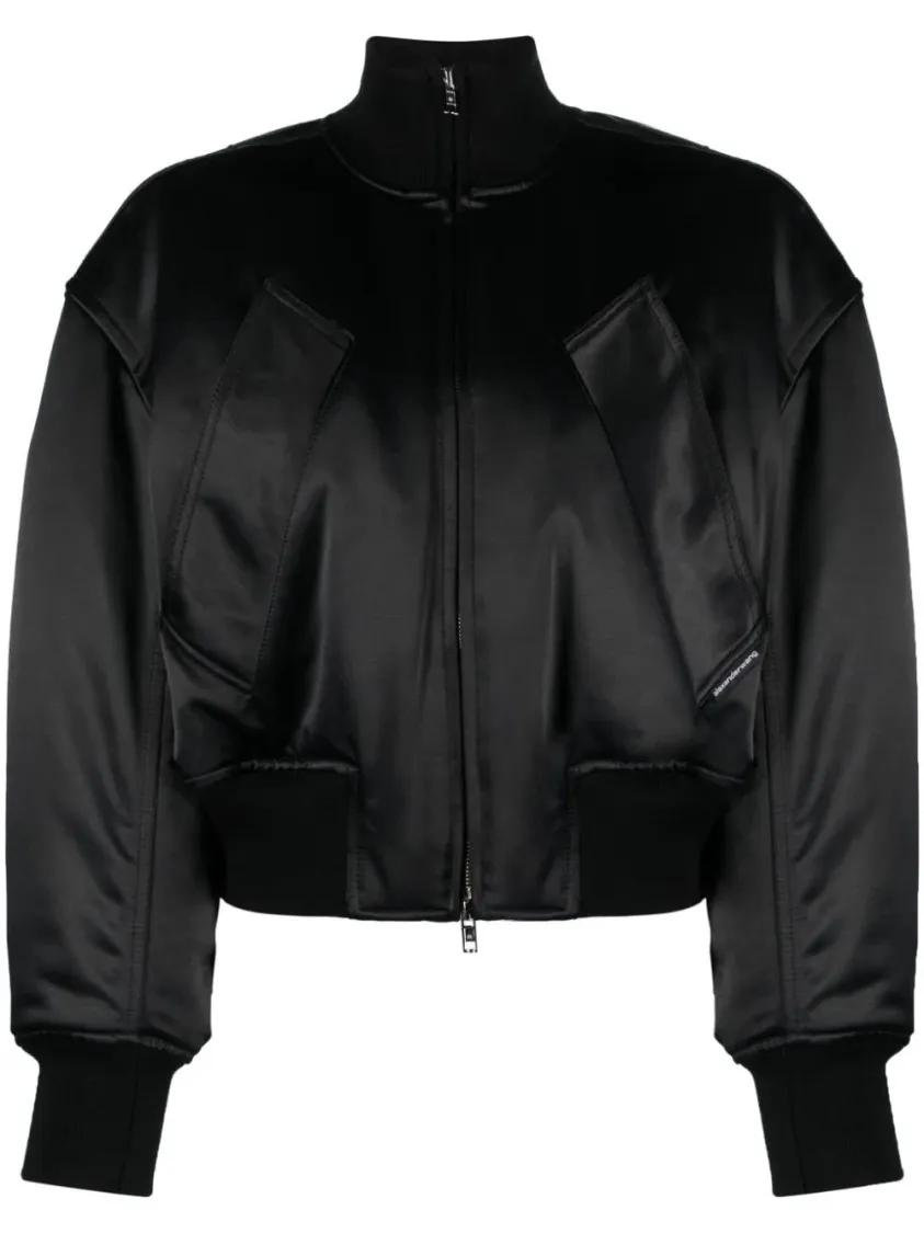 Alexander Wang - Logo-Tag Padded Bomber Jacket - Größe L - schwarz