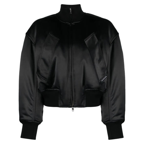 Alexander Wang Logo-Tag Padded Bomber Jacket Black Bomber