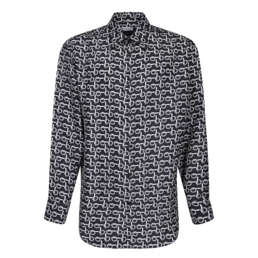 Burberry Long Sleeve Shirt With All-Over Monogram Print Black 