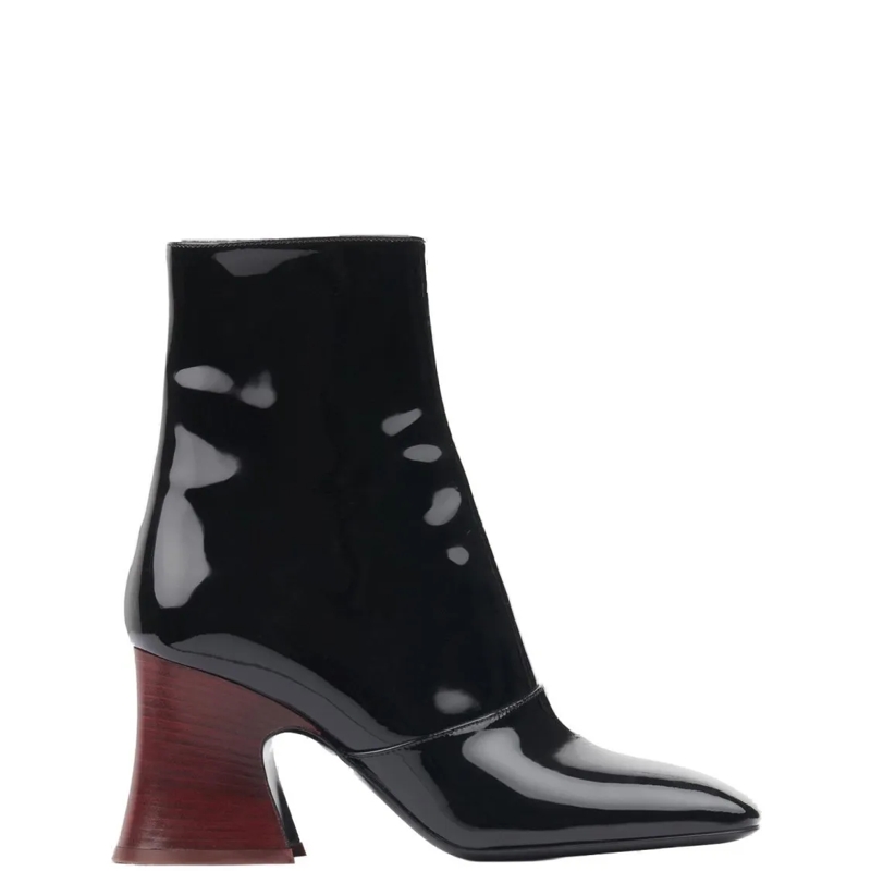 Chloé Bottes Janis Ankle Boots With Glossy Calfskin Black