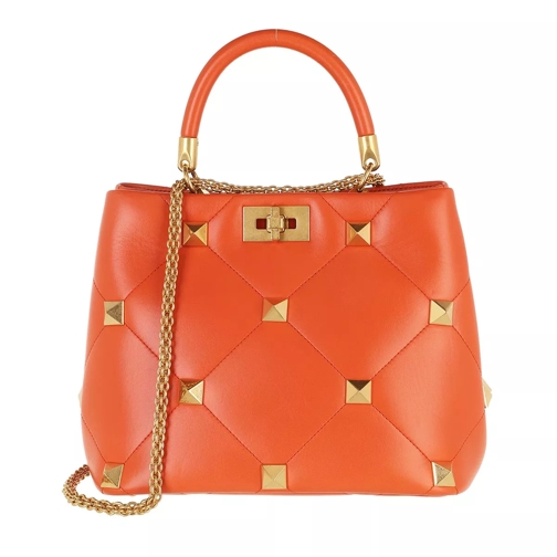 Valentino Garavani Roman Stud Handle Bag Orange Rymlig shoppingväska