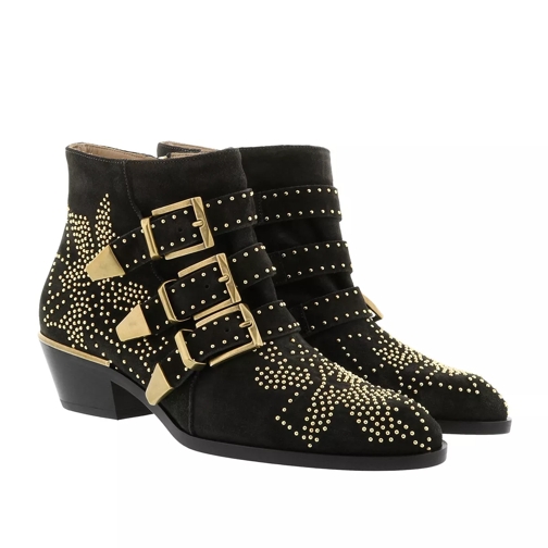 Chloé Susanna Suede Studs Boots Charcoal Black Stiefelette