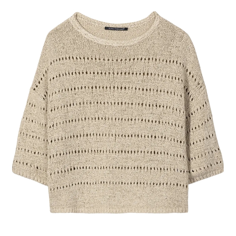 Luisa Cerano Trui Pullover Kurzarm sand