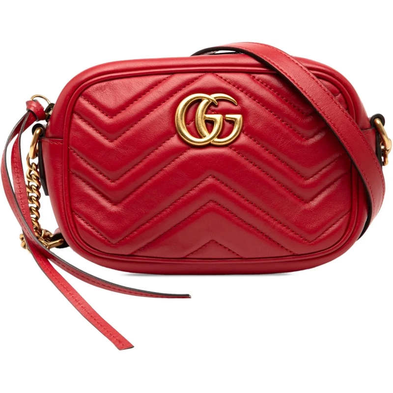 Gucci Schultertasche Mini GG Marmont Matelasse Leather Crossbody rot