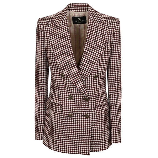 Etro Blazer Red Houndstooth Pattern Blazer Red