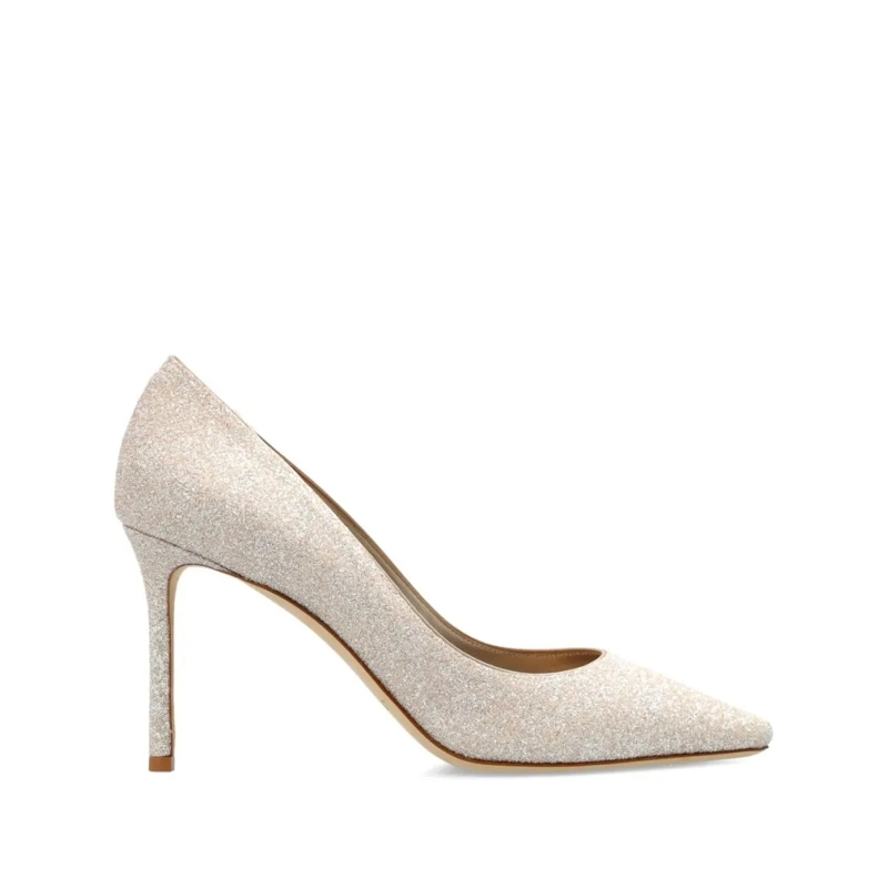Jimmy Choo Pumps Glitter-Finish Pointed Toe Flats With Slim Heel Neutrals