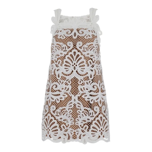 Self Portrait Mini White Dress With Embroideries In Guipure Lace White 