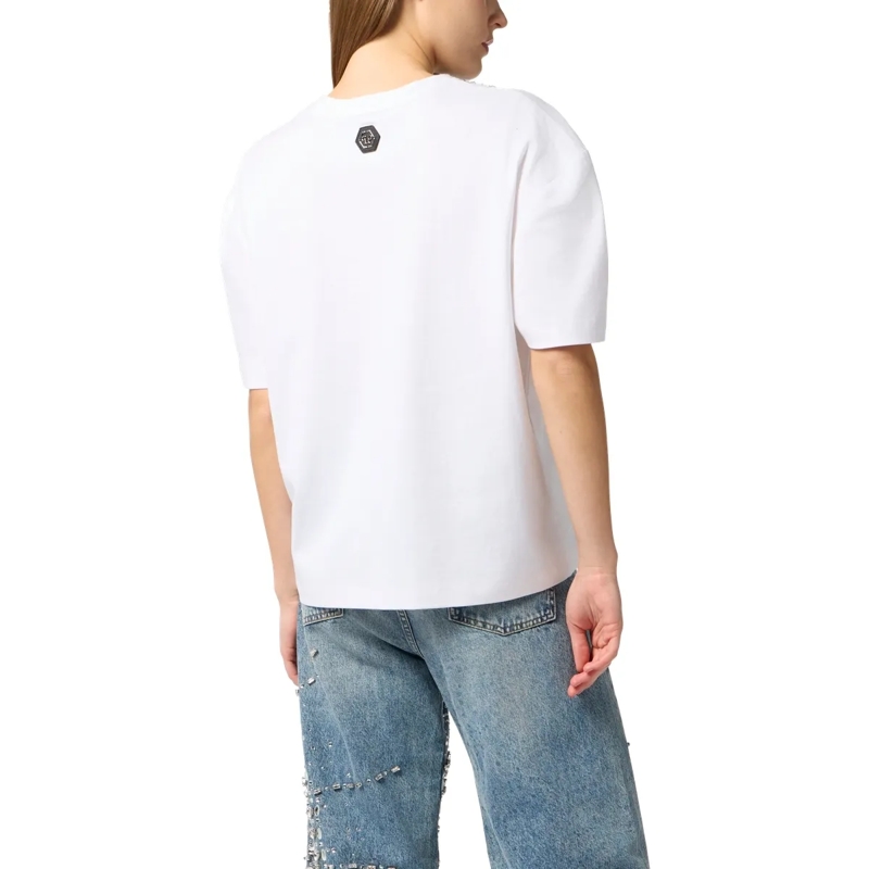 Philipp Plein T-Shirt Man Fit V-Neck T-Shirt Crystals weiss(Image 2)