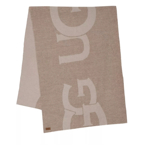 UGG W Woven Logo Scarf Natural Multi Wollen Sjaal