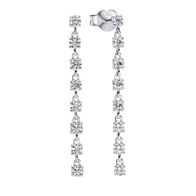 Pandora Hoop Earrings Sterling silver Cubic Zirconia Silver