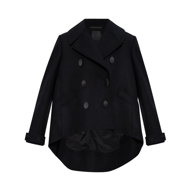 Givenchy Bontjassen Asymmetrical Hem Wool Coat Black