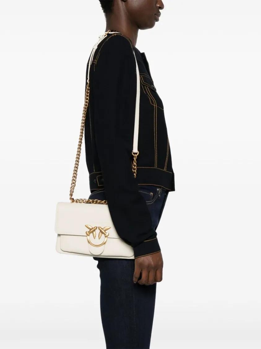 Pinko Hobo bags Grained Leather Foldover Bag in wit