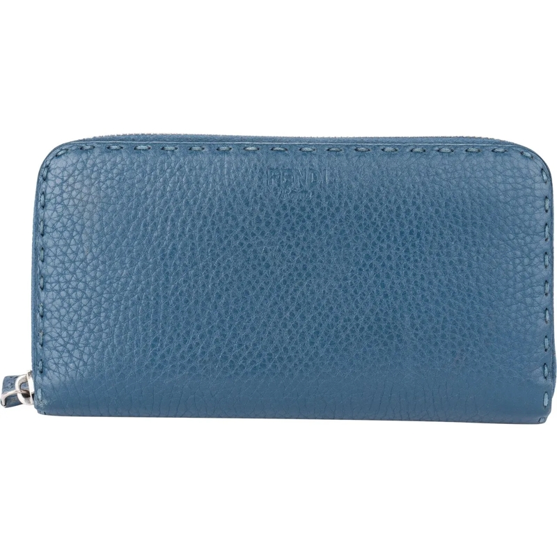 Fendi Geldbörse Fendi Classic Blue Leather Wallet blau