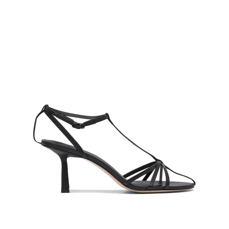 STUDIO AMELIA Sandalen Leather T-Bar Sandals With Elegant Heel Black
