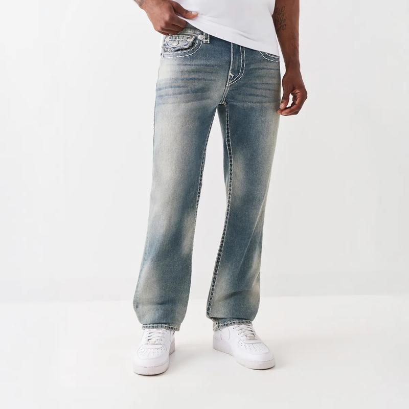 True Religion Straight Leg Jeans - Straight Jeans- Länge 34- Super T- Klapptasch blau(Image 6)