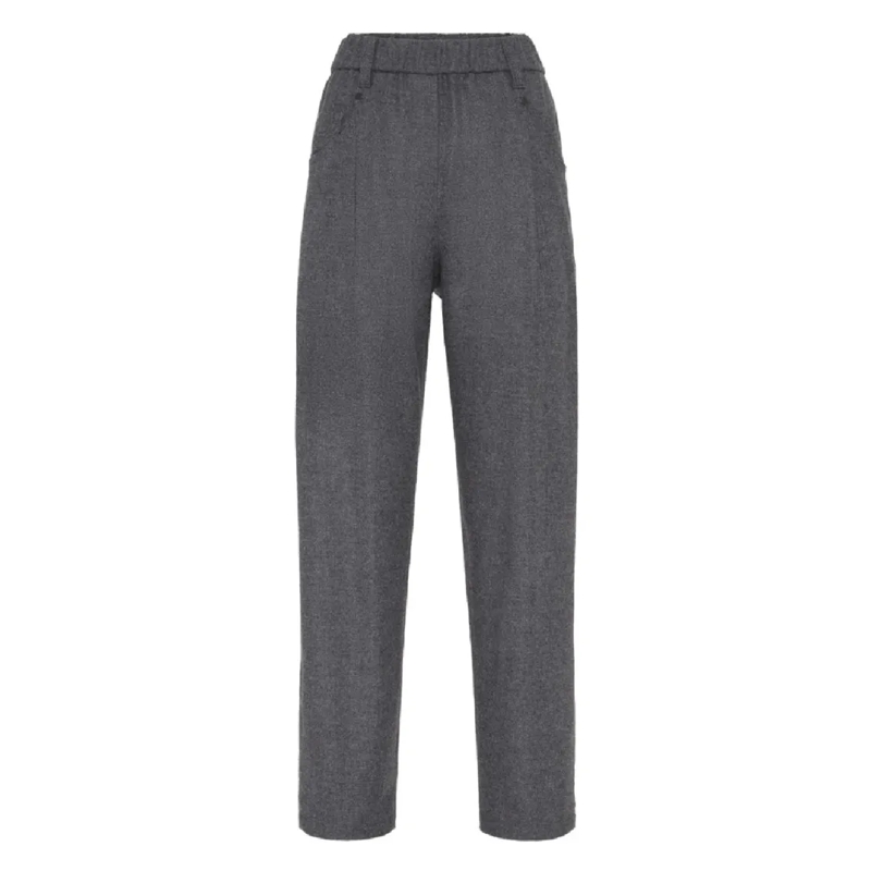 Brunello Cucinelli Hose High-Waisted Trousers With Woven Belt Detail Grey