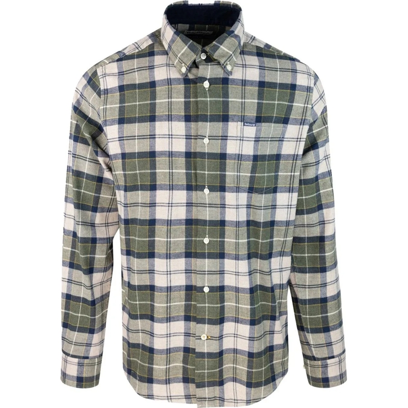 Barbour Legeres Oberteil Fortrose Tailored Shirt With Classic Checked Patte Grey
