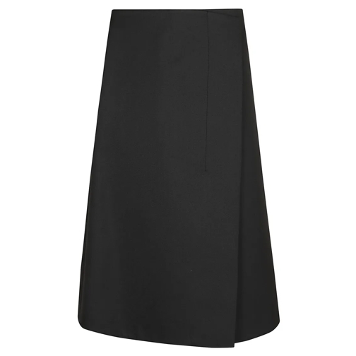 Max Mara Midi-Röcke Yarn-Dyed Technical Twill Skirt With Asymmetric Fr Black