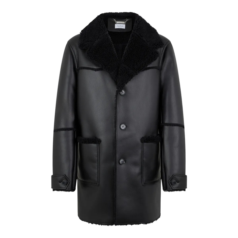 Philipp Plein  Diese lange Jacke aus Öko-Shearling sorgt für eine schwarz