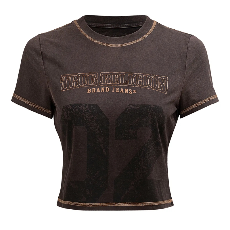 True Religion T-Shirt T-Shirt Cropped schwarz