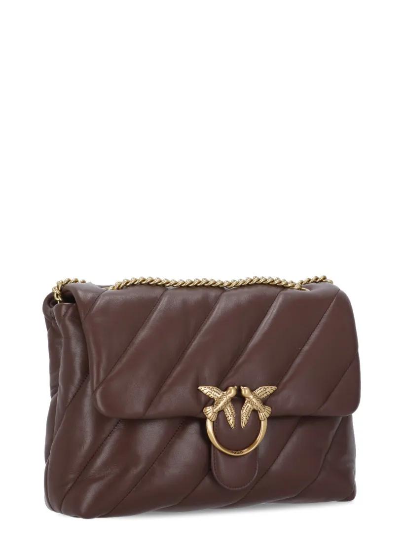 Pinko Bruine Schoudertas Elegant Gewatteerd Ontwerp Brown Dames