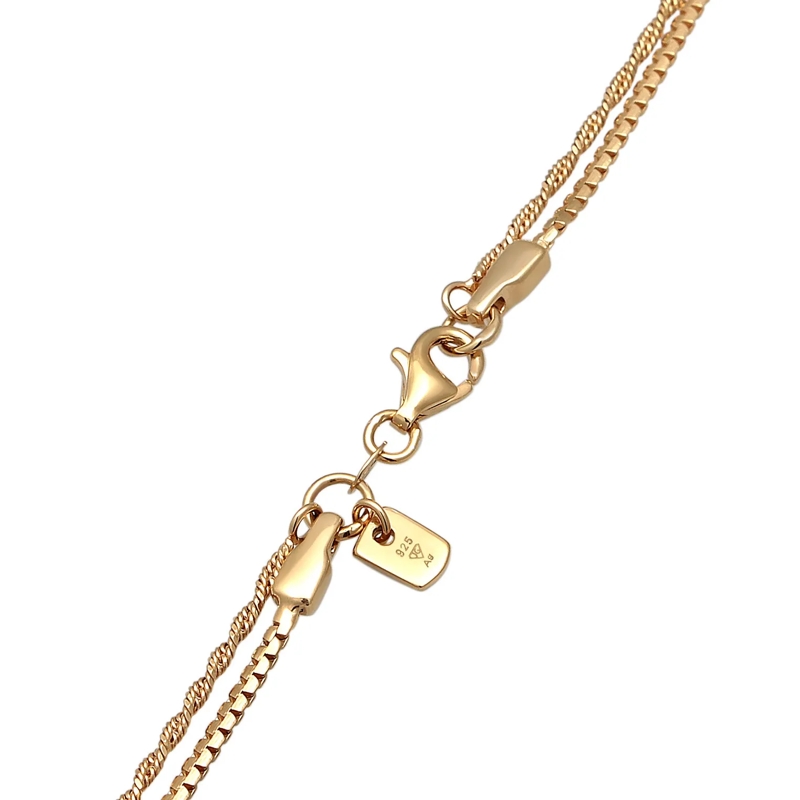 Kuzzoi Mittellange Halskette Halskette Layer Kreuz Kordelkette 925 Silber gold(Image 6)