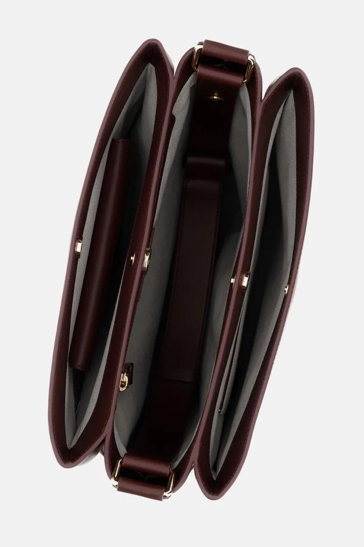 Plan C Shoppers & Totes Bordeaux Leather Shopper Bag With Adjustable Handl in bruin