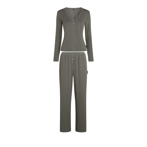 Karl Lagerfeld  GERIPPTES PYJAMASET MIT KARL-LOGO grau