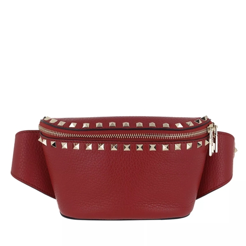 Valentino Garavani Rockstud Belt Bag Calf Leather Red Belt Bag