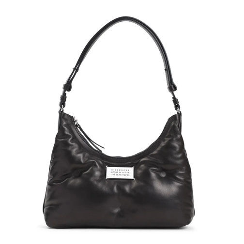 Maison Margiela Glam Slam Small Black Lamb Leather Hobo Bag Black Schultertasche